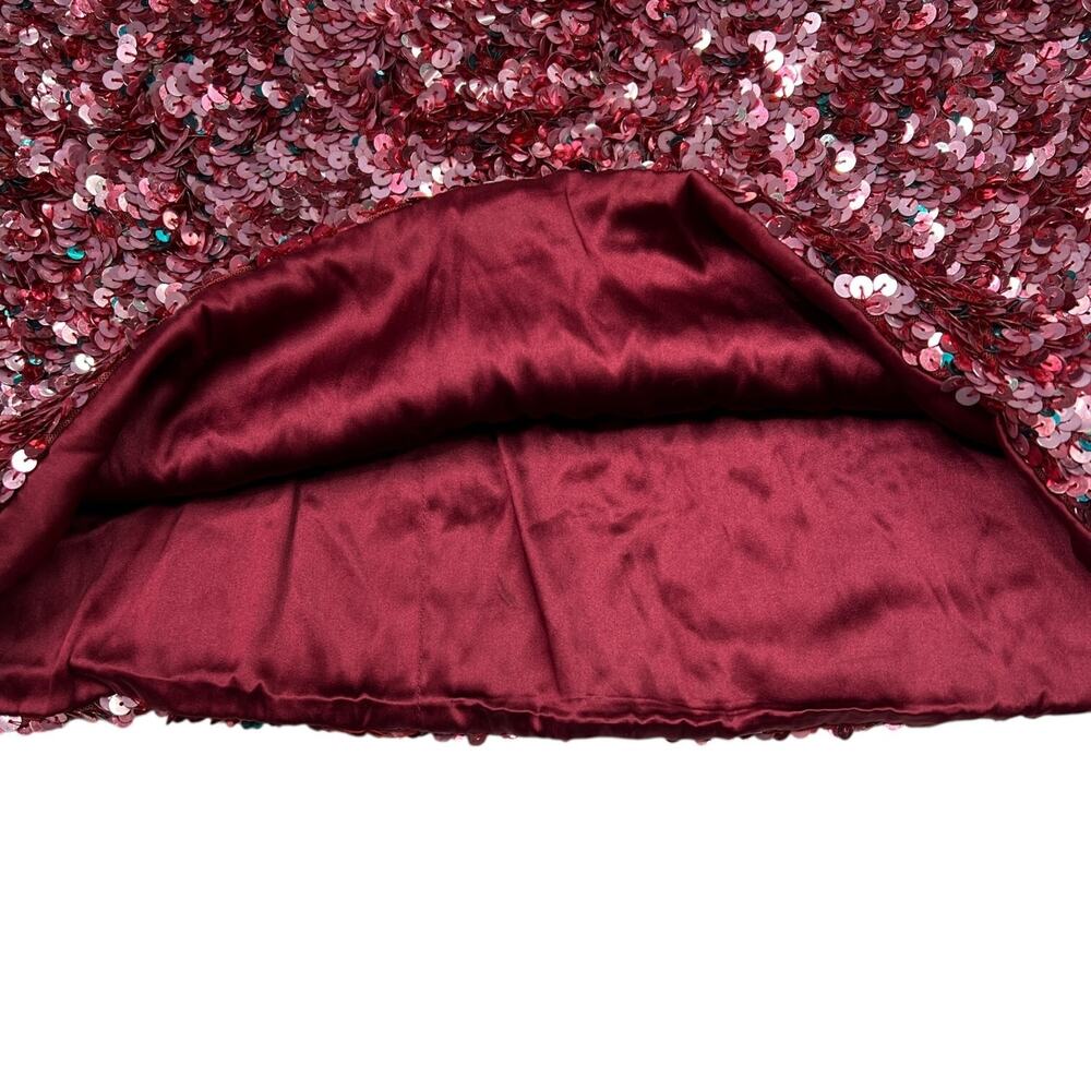 Dolce & Gabbana Authentic Sequin Mini Pencil Skirt Pink Burgundy Womens 42, US 6 - Picture 3 of 7